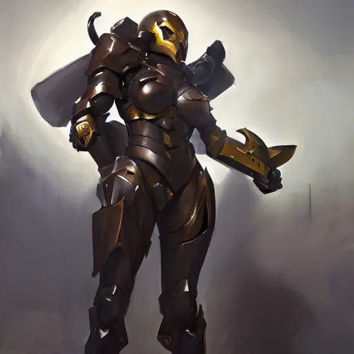 Image similar to greg manchess portrait painting of an armored dark female ironman as overwatch character, medium shot, asymmetrical, profile picture, organic painting, sunny day, matte painting, bold shapes, hard edges, street art, trending on artstation, by huang guangjian, gil elvgren, ruan jia, greg rutkowski, gaston bussiere