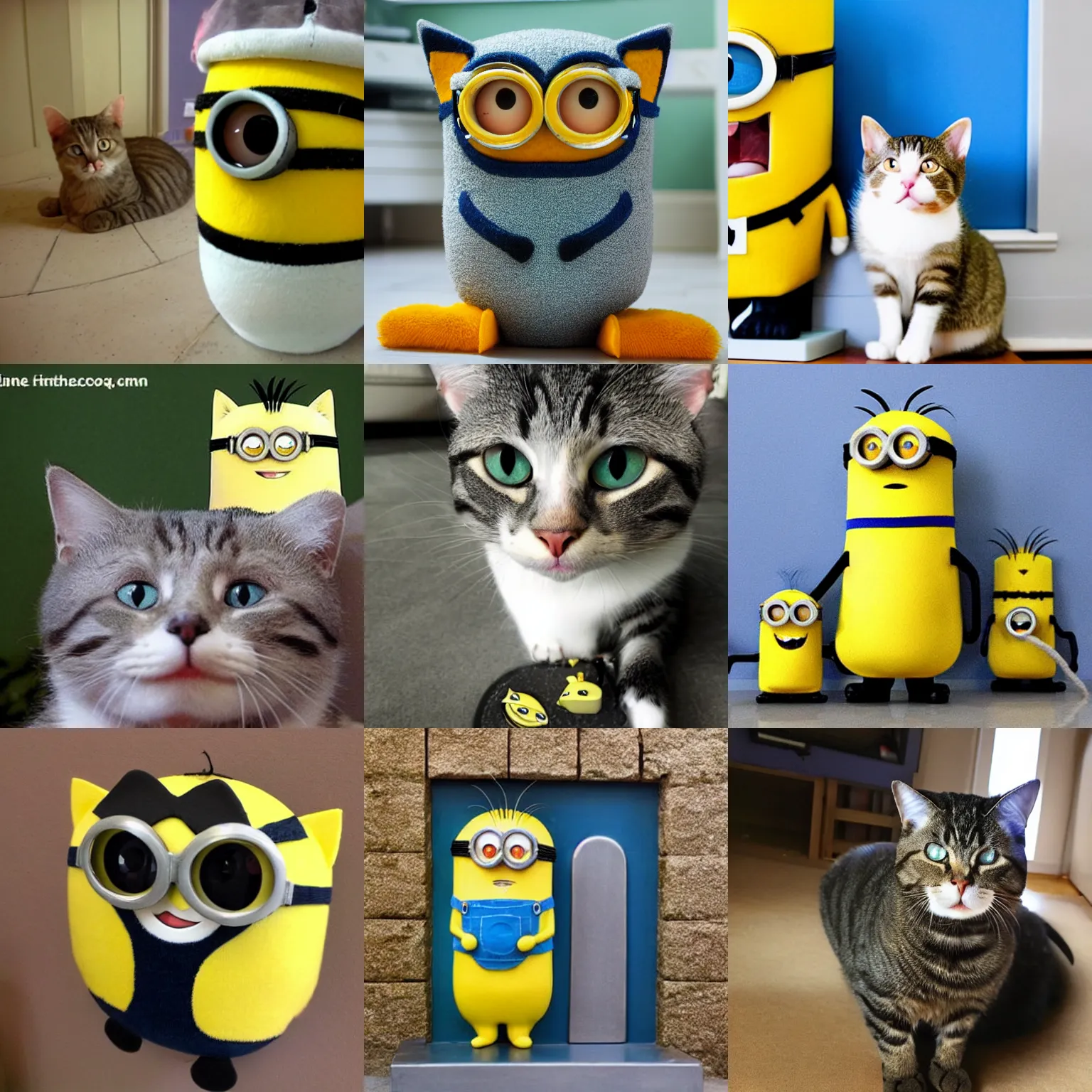 Prompt: cat in minion ’ s house