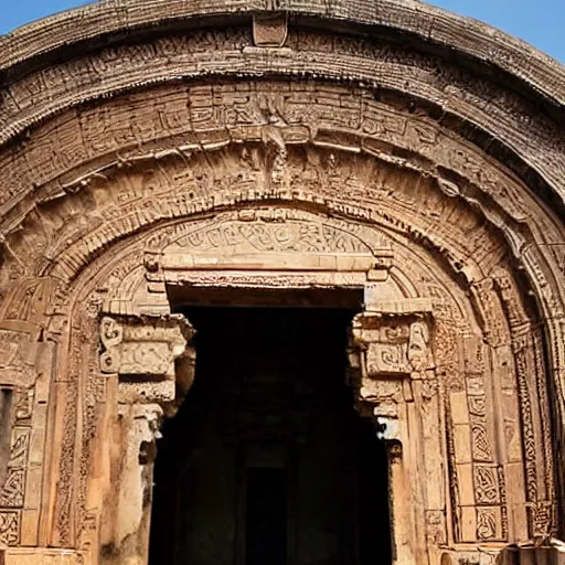 Image similar to a portal opening in a huge anciient indian temple