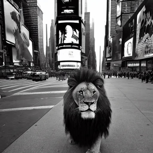 Image similar to Lion in new york times square, award winning photo