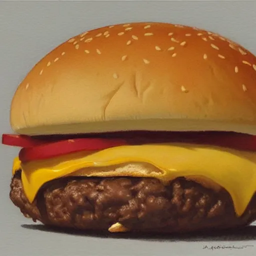 Image similar to A McDonalds cheeseburger, art by Donato Giancola and James Gurney, digital art, trending on artstation