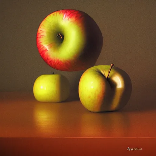 Image similar to Apofiss, still life of an apple, by Apofiss, volumetric lighting by Apofiss