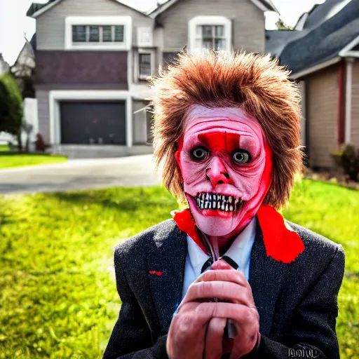 Image similar to willem dafoe trick or treating on halloween, ( sony a 7 r iv, symmetric balance, polarizing filter, photolab, lightroom, 4 k, dolby vision, photography awardm, voque, perfect face )