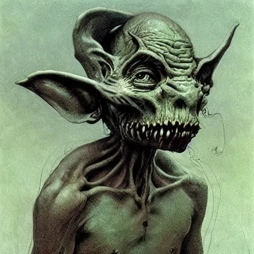 Image similar to goblin concept art, beksinski