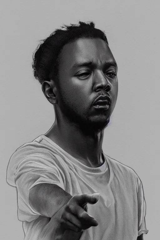 Image similar to ultra realistic kendrick lamar drawing, background is white and blank, elegant, highly detailed, digital painting, concept art, smooth, sharp focus, illustration, art by greg rutkowski and alphonse mucha