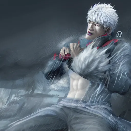 Image similar to Sakata gintoki , digital art , trending on artstation , matte painting , Hyperdetailed , CGSociety