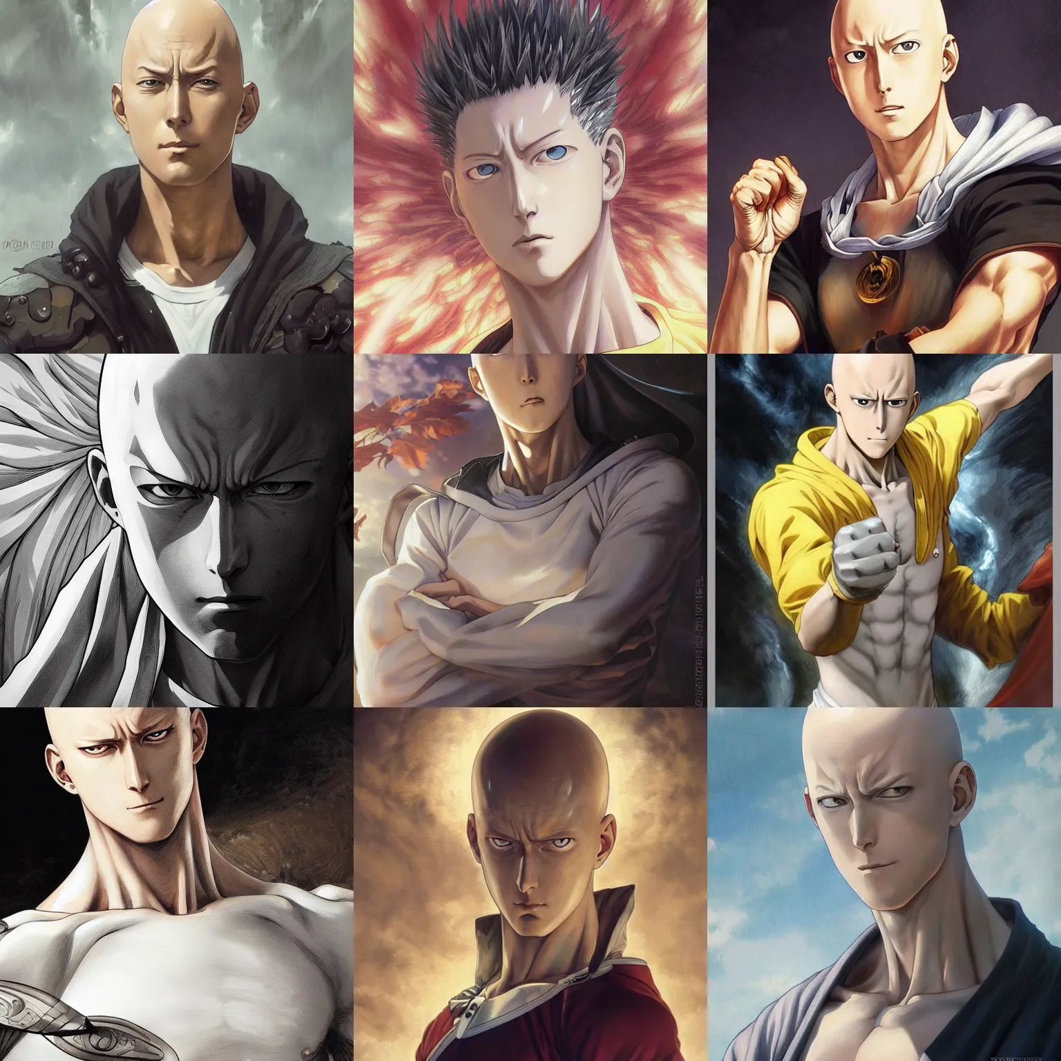 Epic action scene, Concept art of saitama one punch