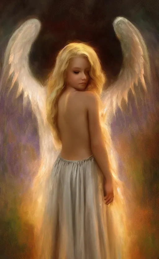 Prompt: Angel knight gothic girl. By Konstantin Razumov, Fractal flame, chiaroscuro, highly detailded