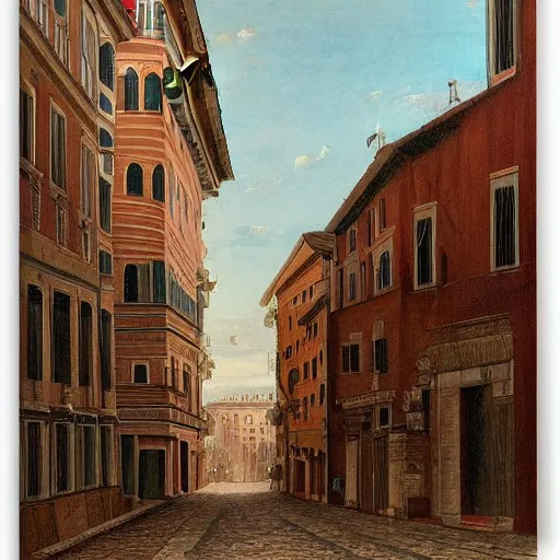 Image similar to the view down a street, buildings in rome by martinus rørbye