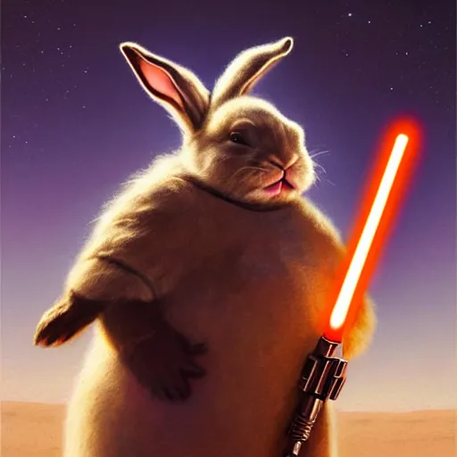 Prompt: hyper realistic, star wars, portrait of a mega derpy john candy as big chungus, with bunny ears, stoned, by greg rutkowski, scott m fischer, artgerm, loish, slight glow, atmospheric, anne stokes, alexandros pyromallis