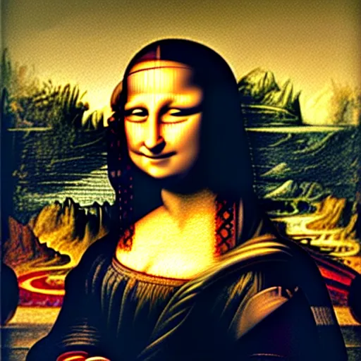 Prompt: the mona lisa painted by a 5 years old child