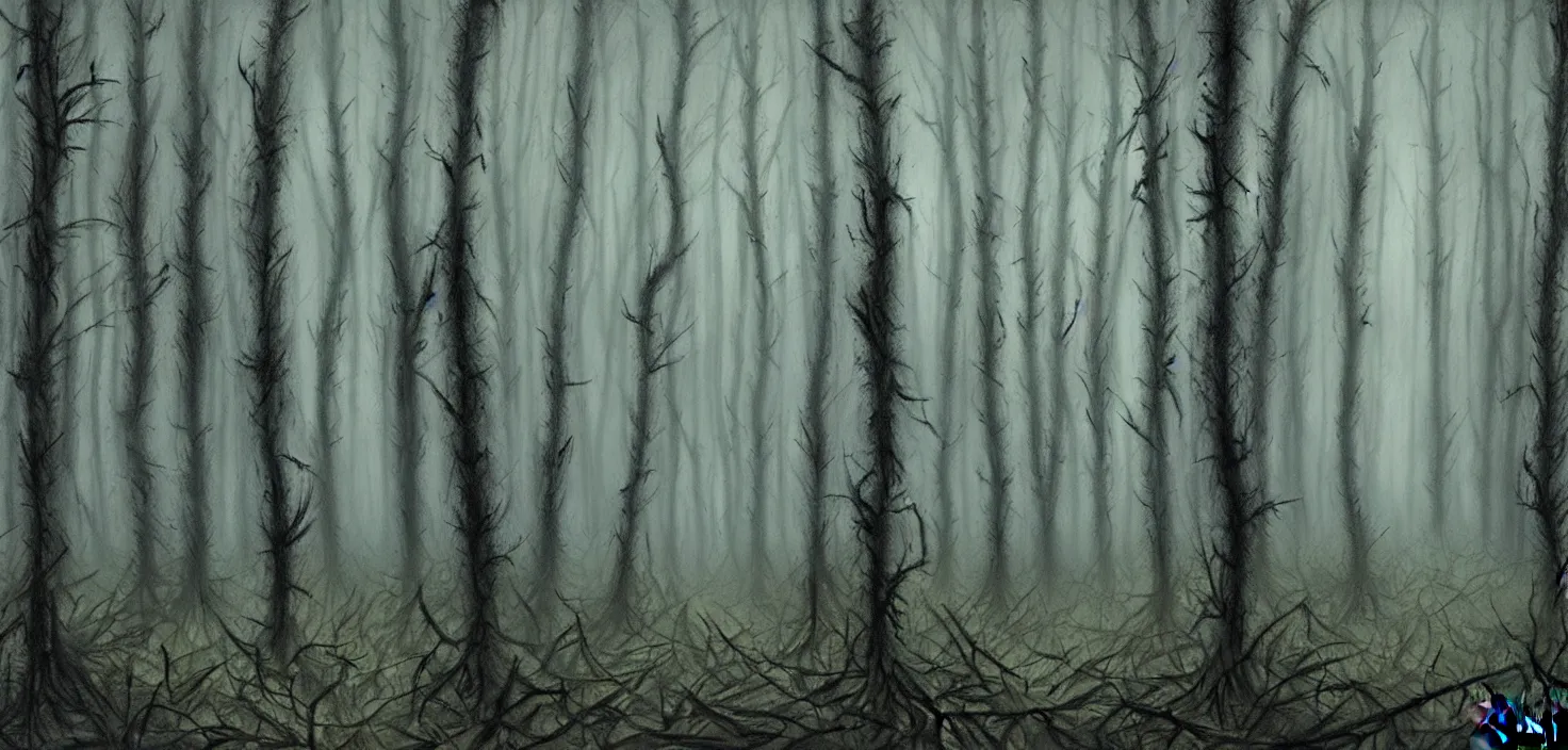 Prompt: dark forest by bisley simon