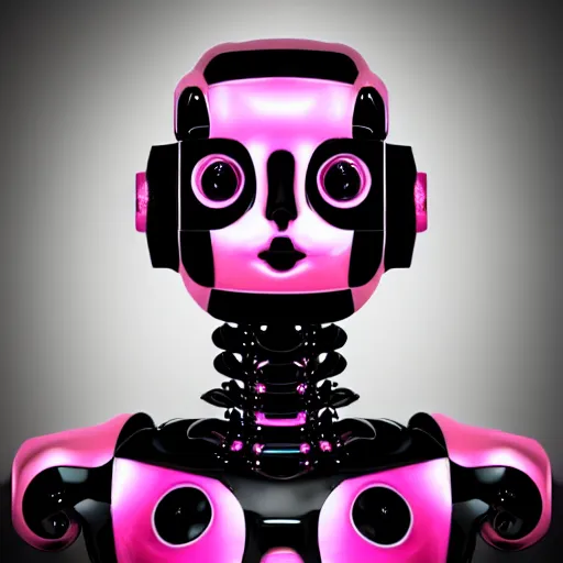 Prompt: beautiful robot humanoid, black and pink tones