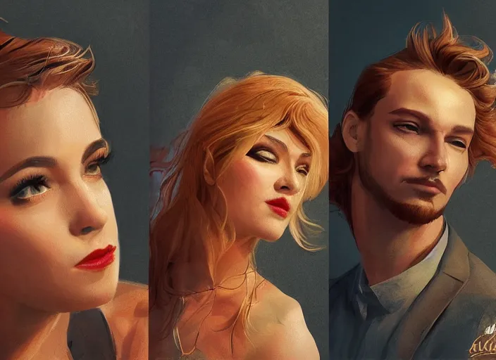 Image similar to couple, man and woman in pose of couple vol 2 photo reference pack for artists, spirit hugs, gold trim, atmoshperic, elegant, sharp focus, red sun, huge lips, poses by satine zillah, environment by hw 6 5 2 3, art by ilya ozornin, artstation, intricate details, concept art