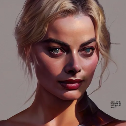 Image similar to Margot Robbie, intricate, highly detailed, digital painting, artstation, concept art, smooth, sharp focus, illustration, gta v cover art, Unreal Engine 5, 8K, art by artgerm and greg rutkowski and alphonse mucha