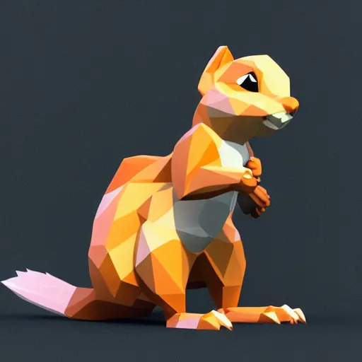 Image similar to low - poly squirrel, 3 d render, blender, unity, octave, 4 k, isometric view, white background, beautiful render, pastel colours, breath of the wild art style