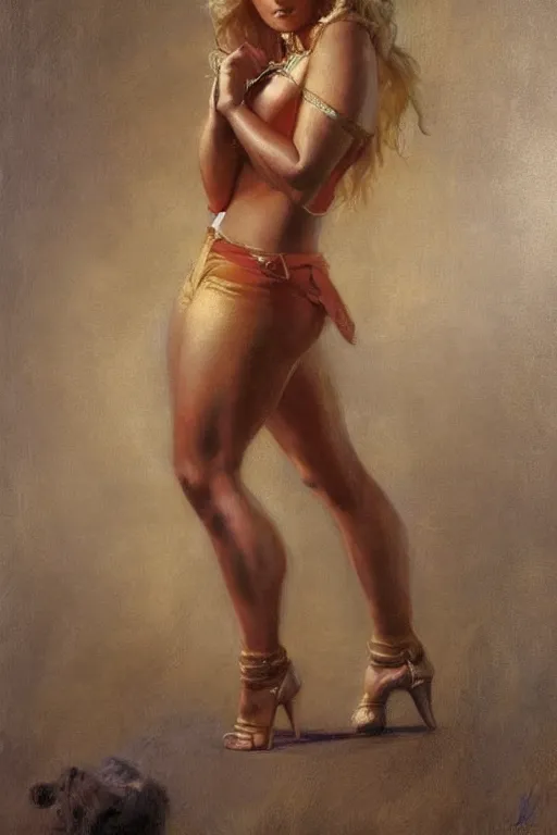 Image similar to full body view detailed portrait of a beautiful britney spears, painting by gaston bussiere, craig mullins, j. c. leyendecker