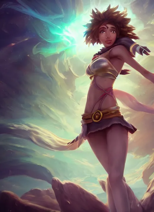 Image similar to taliyah, from league of legends, in shape, cosplay, exhibant au naturel, symmetrical body, hyper detailed, digital art, trending in artstation, cinematic lighting, studio quality, smooth render, unreal engine 5 rendered, octane rendered, art style by klimt and nixeu and ian sprigger and wlop and krenz cushart