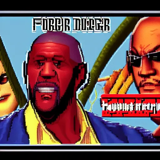 Image similar to portrait of forest whitaker in double dragon video game splash screen