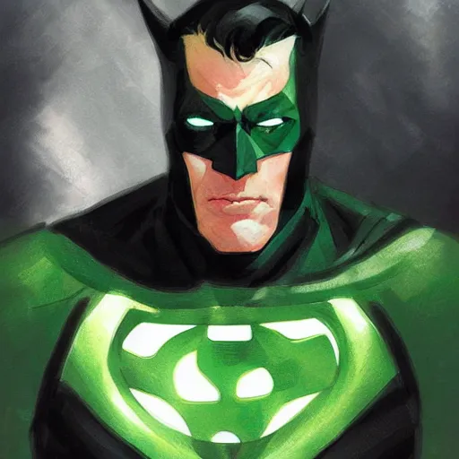 Prompt: A Portrait of Batman Green Lantern by Krenz Cushart