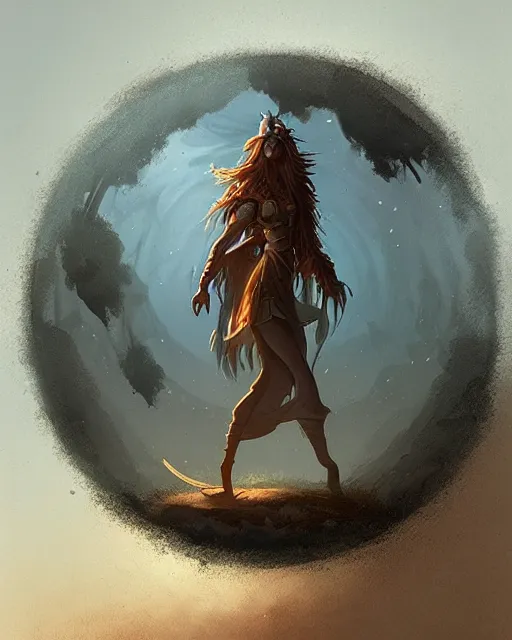 Image similar to a druid standing in a circle at the beginning of the world by peter mohrbacher