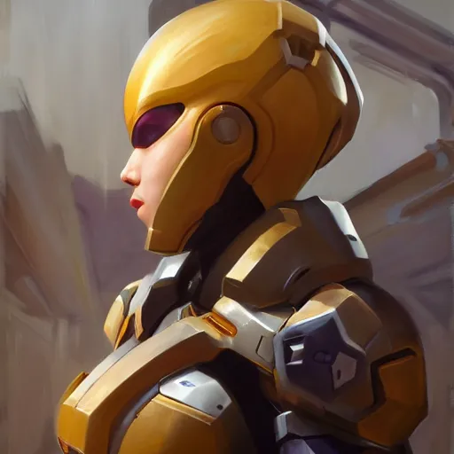 Image similar to greg manchess portrait painting of invisible armored samus aran as overwatch character, medium shot, asymmetrical, profile picture, organic painting, sunny day, matte painting, bold shapes, hard edges, street art, trending on artstation, by huang guangjian, gil elvgren, ruan jia, greg rutkowski, gaston bussiere