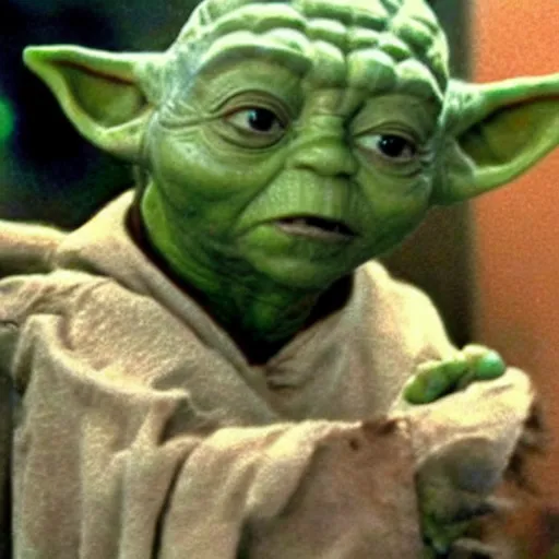 Prompt: yoda living on planet earth in the year 1 9 9 3