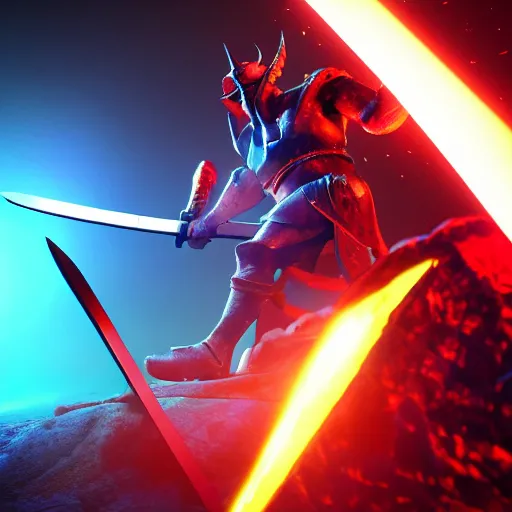 Image similar to game - icon of sword and axe crossed on a prism, red powerful fantasy epic legends, game icon stylized, digital illustration radiating, a glowing aura, global illumination, ray tracing, 8 k high definition, intricate details, octane render, unreal engine, trending on arstation