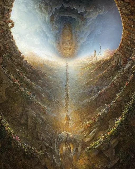 Image similar to Stairway to heaven by Tomasz Alen Kopera and salvator Dali and greg rutkowski, impressive perspective, I can't believe how detailled this is, masterpiece