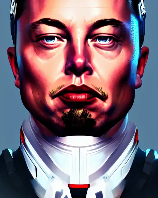 Prompt: Cyborg elon musk robotic portrait, unreal engine, in GTA V, ilya kuvshinov, rossdraws, radiant light, rhads, artstation