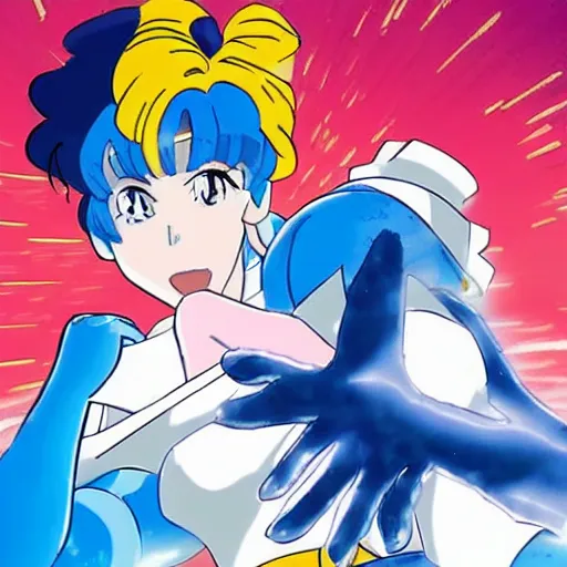 Image similar to Sailor Mercury fighting an earth golem
