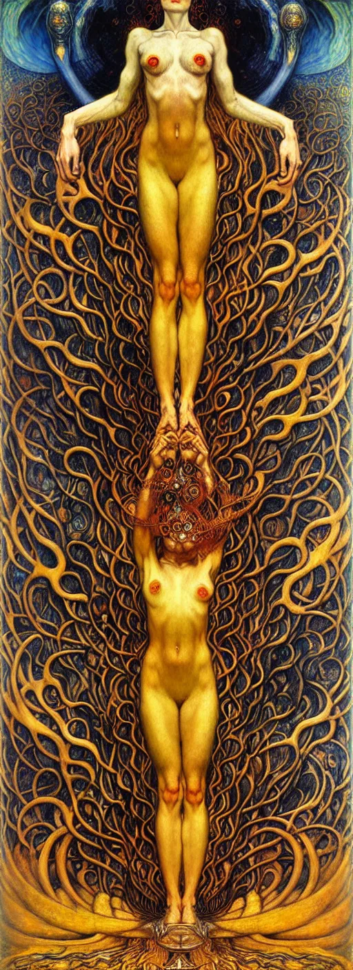 Image similar to Divine Chaos Engine by Karol Bak, Jean Delville, William Blake, Gustav Klimt, and Vincent Van Gogh, symbolist, visionary