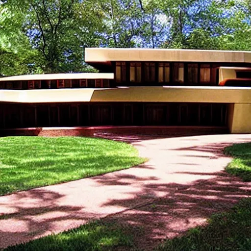 Prompt: a cubist frank lloyd wright house