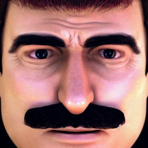 Prompt: a close up of mario's face ( live action, good high detailed face )