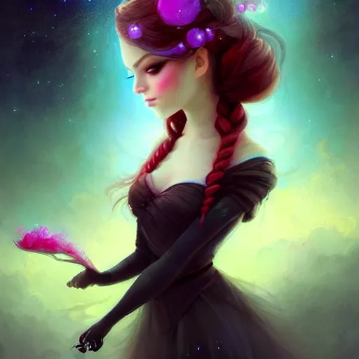 Image similar to beautiful grumpy girl, portrait, ice magic, whimsical, dark hair and makeup, cute, sharp focus, digital painting, matte fantasy painting, deviantart artstation, by jasmine becket griffith, jason felix, ivan aivazovsky, steve argyle, tyler jacobson, peter mohrbacher, cinema, masterpiece