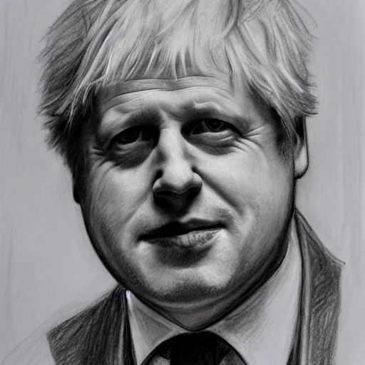 Image similar to boris johnson at a party , pencil sketch