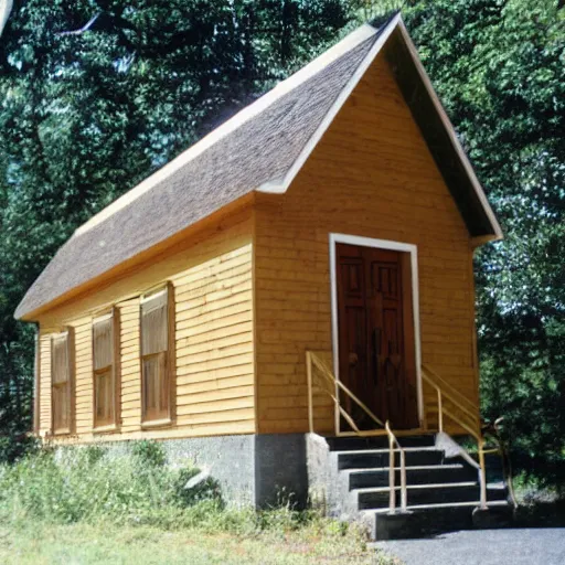 Prompt: 1 9 8 0's exterior wooden church siding