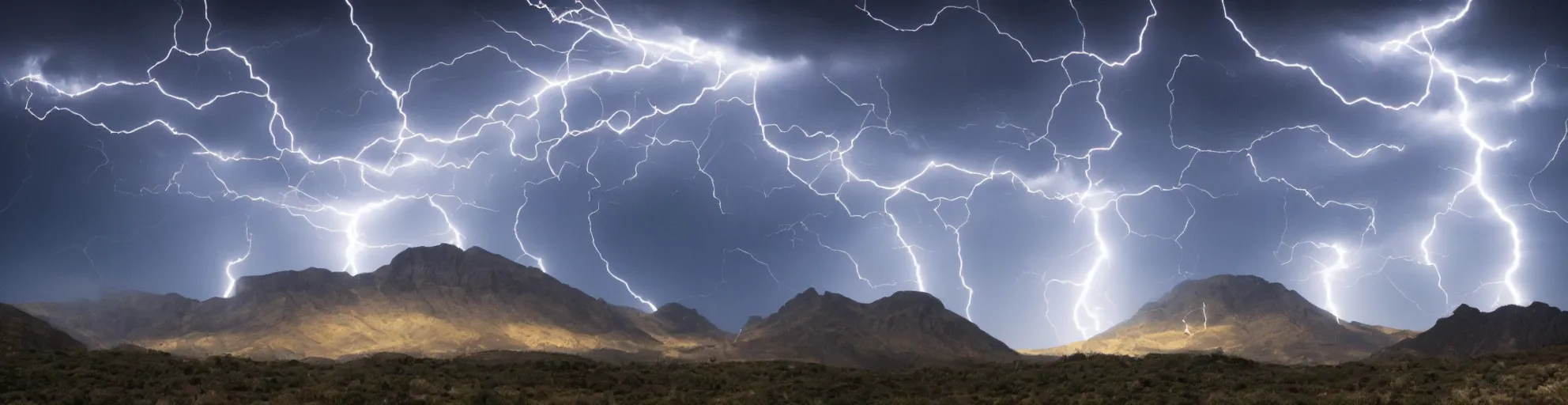 Image similar to solar montain with lightning bolts.