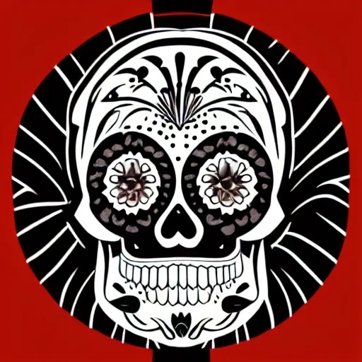 Image similar to a small vector tattoo design. art deco sugar skull.