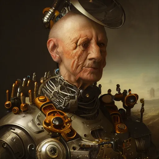 Image similar to Ultra detailed, 4K Portrait of a Cyborg men by Rachel Ruysch