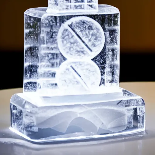 Image similar to a clear ice sculpture of a burger made entirely of ice, 4 k