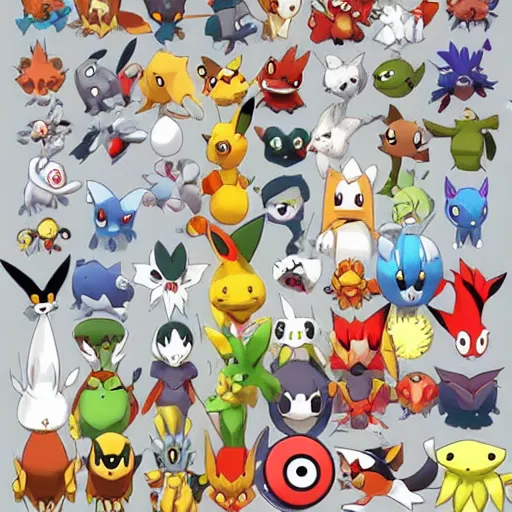 Prompt: all the pokemons together.