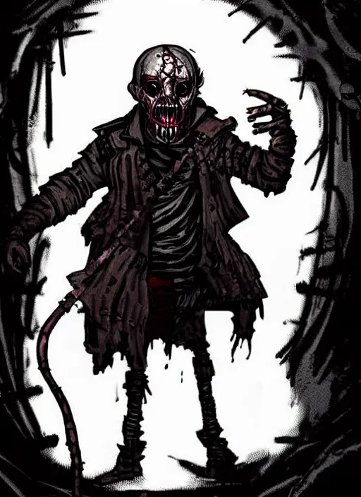 Image similar to concept art of filthy frank as a boss in darkest dungeon, highly detailed, dark atmosphere, cosmic horror, body horror, lovecraft mythos, key character poster