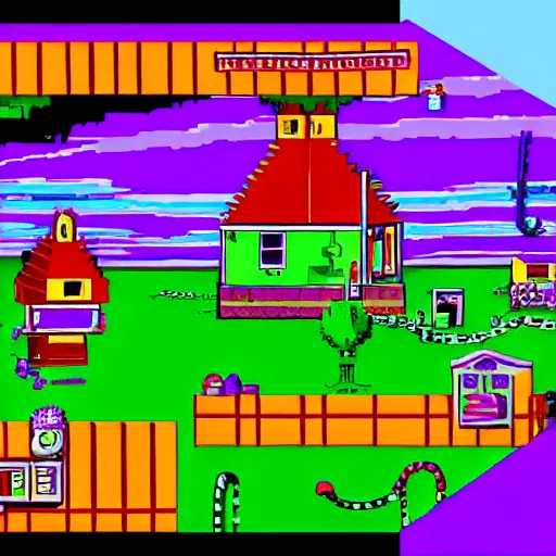 Prompt: Screenshot from the PC game Maniac Mansion II: Day of the Tentacle (1993) by LucasArts