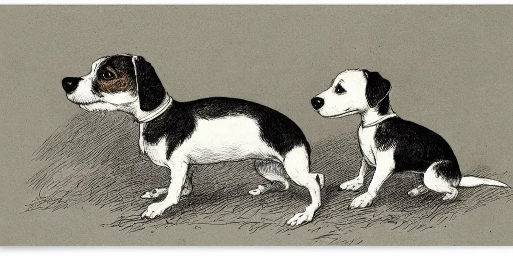 Image similar to jack russel dog, highly detailed, side view, eyes closed head facing the sky, illustrated by peggy fortnum and beatrix potter and sir john tenniel