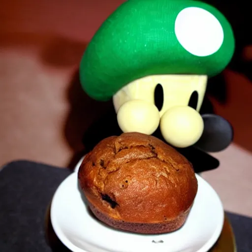 Image similar to luigi eating a muffin