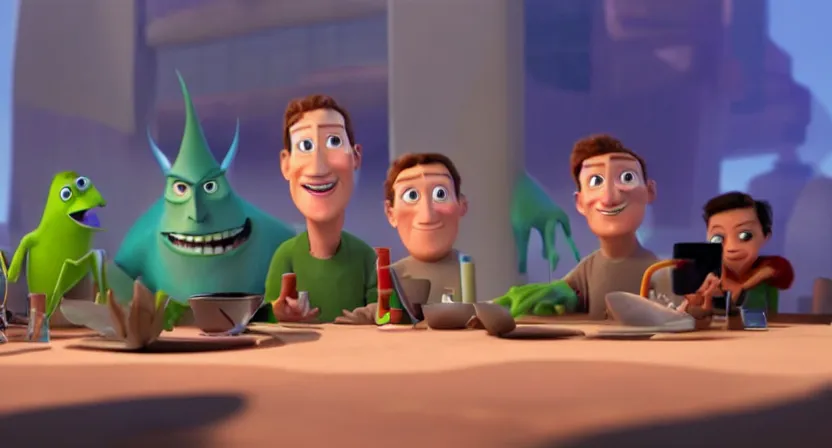 Image similar to mark zuckerberg pixar villain, high definition 3 d animation movie screenshot