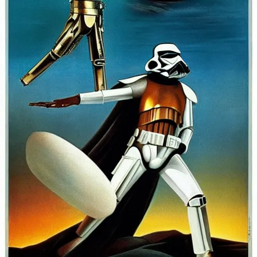Prompt: poster film star wars in salvador dali style