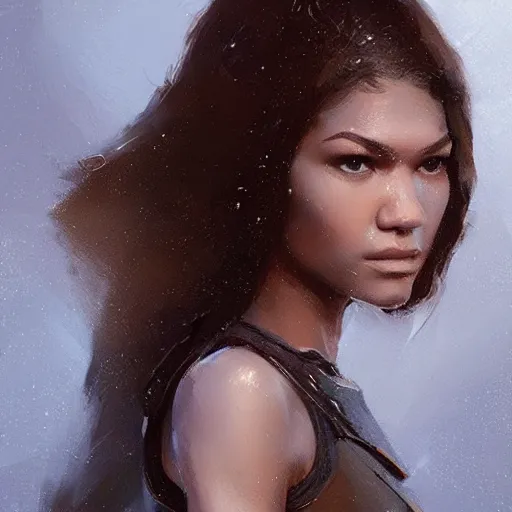 Image similar to “ portrait of zendaya by greg rutkowski, young, attractive, highly detailed portrait, scifi, digital painting, artstation, concept art, smooth, sharp foccus ilustration, artstation hq ”