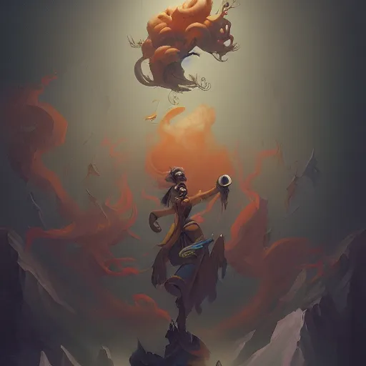 Image similar to The smoke king by Peter Mohrbacher:5 Trending on Artstation:5